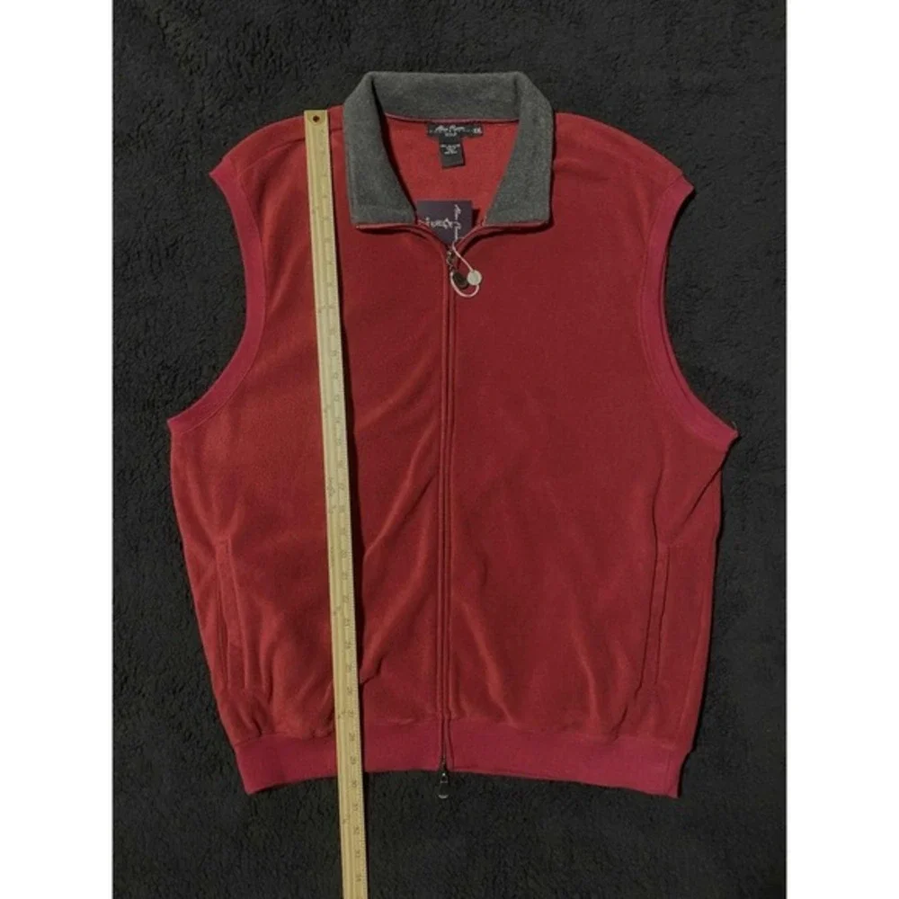 Alan‎ Flusser Golf XXL Vest Full Zip Sleeveless Sweater Menswear Maroon NWT